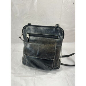North Style Black Leather Crossbody Medium